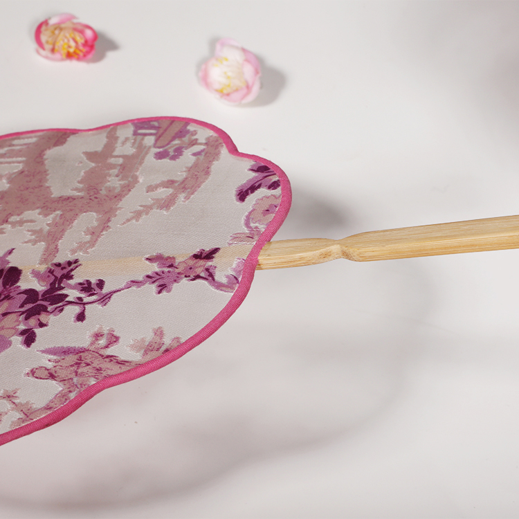 唯美粉色小清新團扇，花信復(fù)古古典扇子