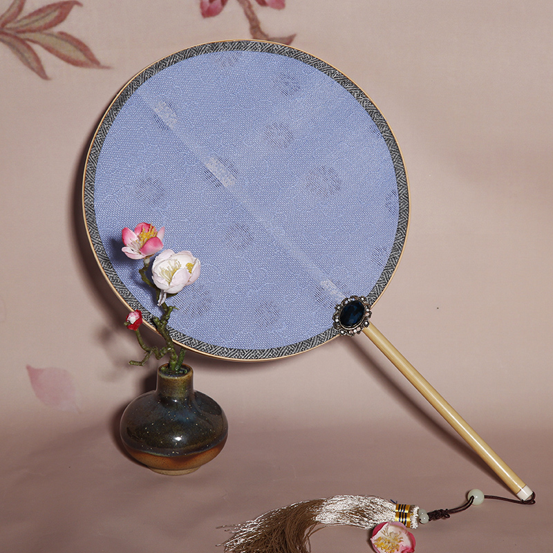復(fù)古羅布宮廷團(tuán)扇，簡(jiǎn)約彩色古典扇子