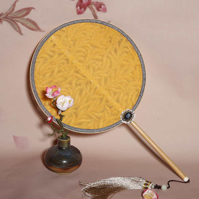 復(fù)古羅布宮廷團(tuán)扇，簡(jiǎn)約彩色古典扇子