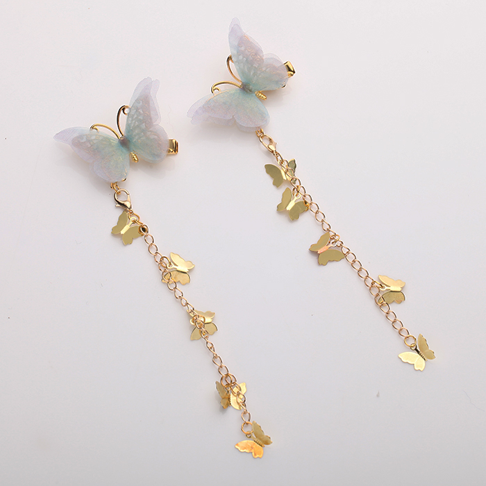 小清新仙女薄紗蝴蝶發(fā)夾，流蘇發(fā)夾古風(fēng)頭飾