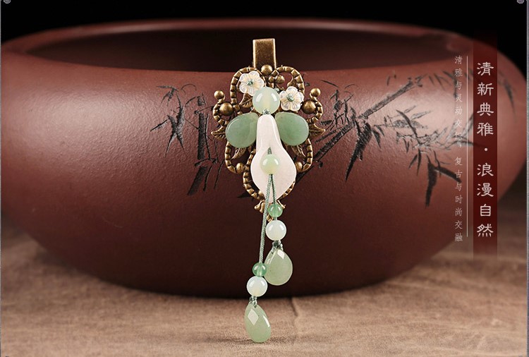 清新典雅蓮依發(fā)夾，馬蹄蓮花發(fā)夾頭飾