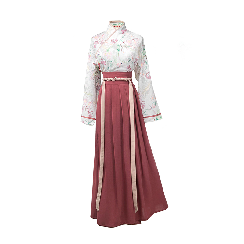 唯美印花交領(lǐng)襦裙?jié)h服，清新齊腰漢服圖片