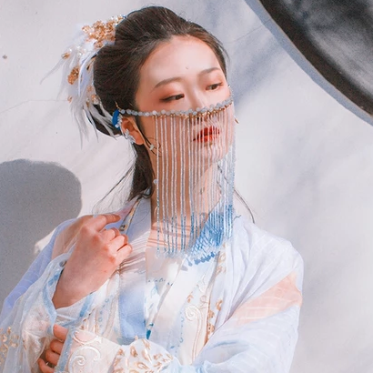 珠簾蒙面女生頭像，唯美古風(fēng)真人頭像