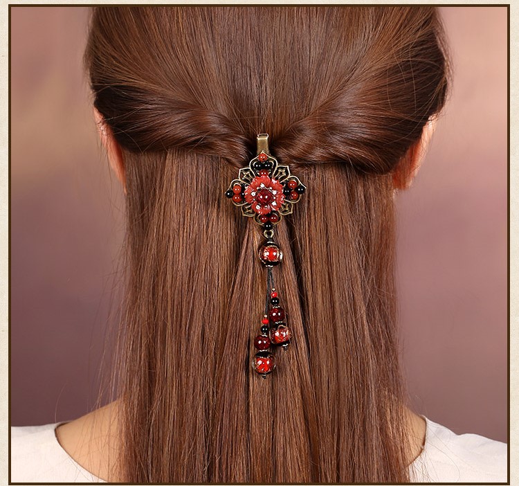神采飛揚(yáng)發(fā)夾，火紅古典古風(fēng)頭飾