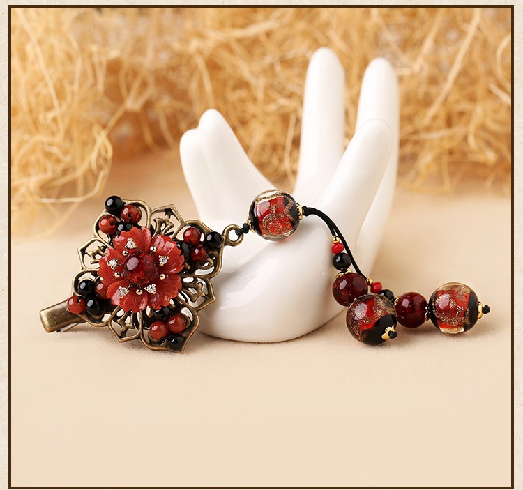 神采飛揚(yáng)發(fā)夾，火紅古典古風(fēng)頭飾