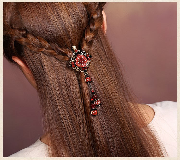 神采飛揚(yáng)發(fā)夾，火紅古典古風(fēng)頭飾
