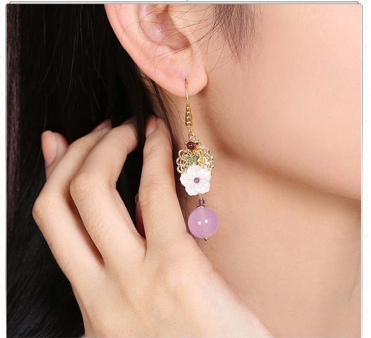 旖然雅意耳環(huán)，清新氣質(zhì)花朵耳環(huán)首飾