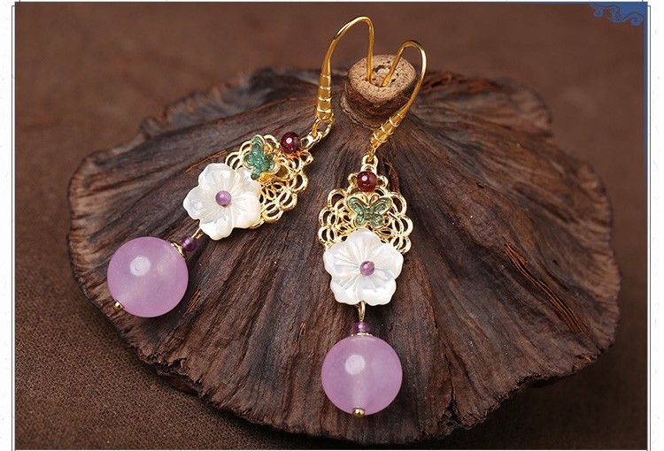 旖然雅意耳環(huán)，清新氣質(zhì)花朵耳環(huán)首飾