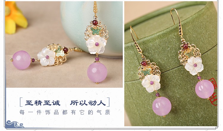 旖然雅意耳環(huán)，清新氣質(zhì)花朵耳環(huán)首飾