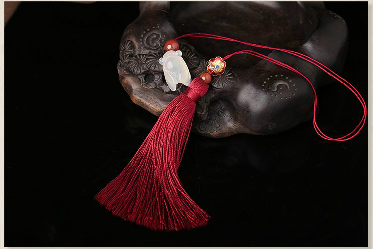 古典流蘇解元書簽，蟬韻柔美紅色書簽飾品