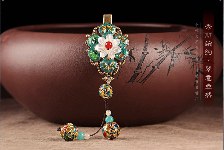 翠意盎然發(fā)夾，古典家佳樂文學(xué)花朵頭飾