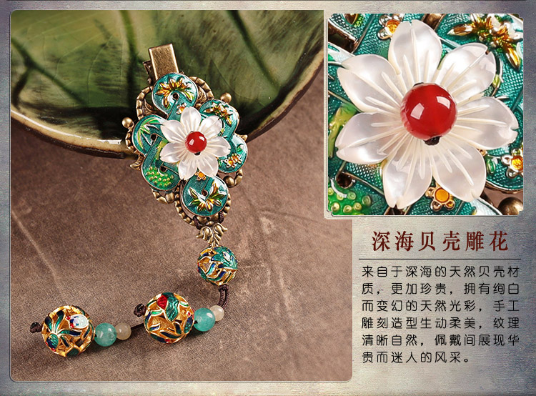 翠意盎然發(fā)夾，古典家佳樂文學(xué)花朵頭飾