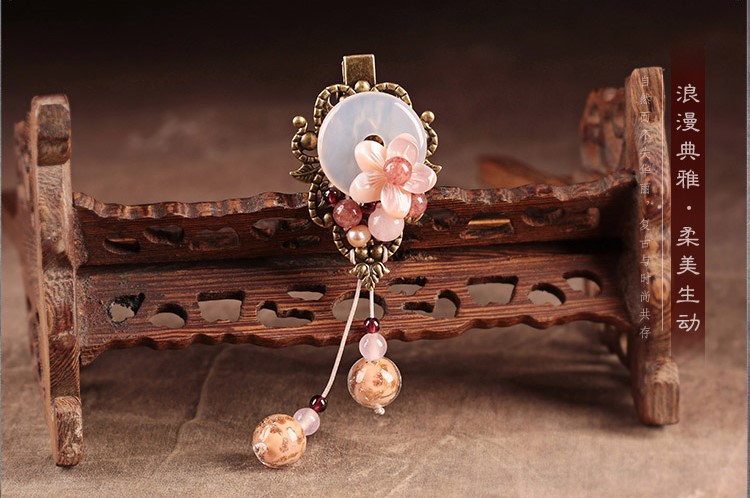 浪漫柔美發(fā)夾，粉色清新花朵頭飾