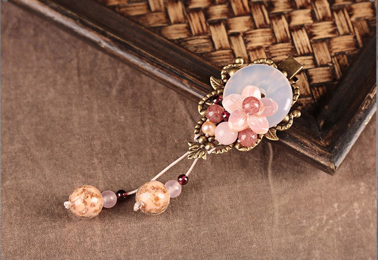 浪漫柔美發(fā)夾，粉色清新花朵頭飾
