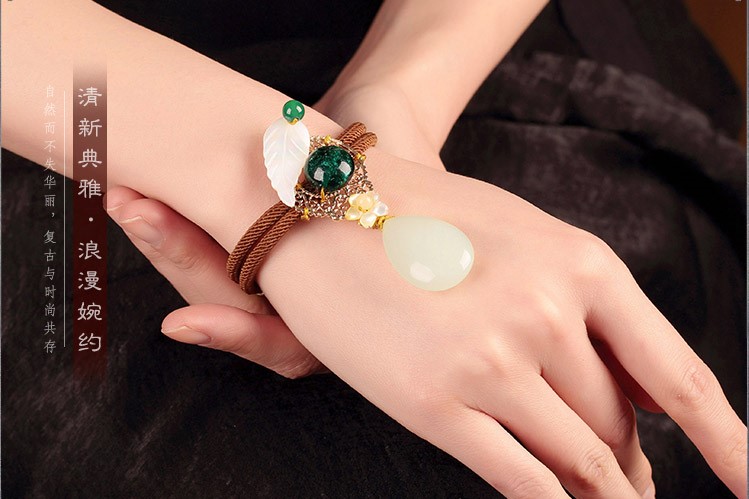 典雅別致手鏈，樹葉吊墜手鏈飾品