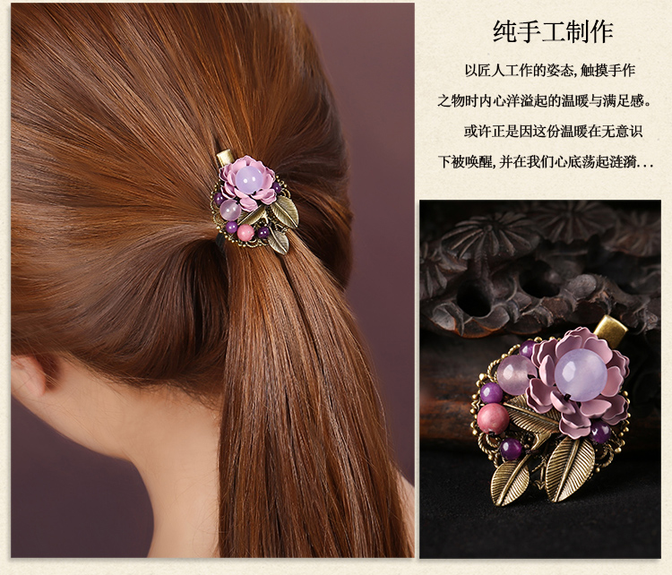 復(fù)古時(shí)尚花朵發(fā)夾，氣質(zhì)淑女淡紫頭飾