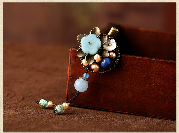 手工小花朵復(fù)古發(fā)夾，古典子墨蘭頭飾