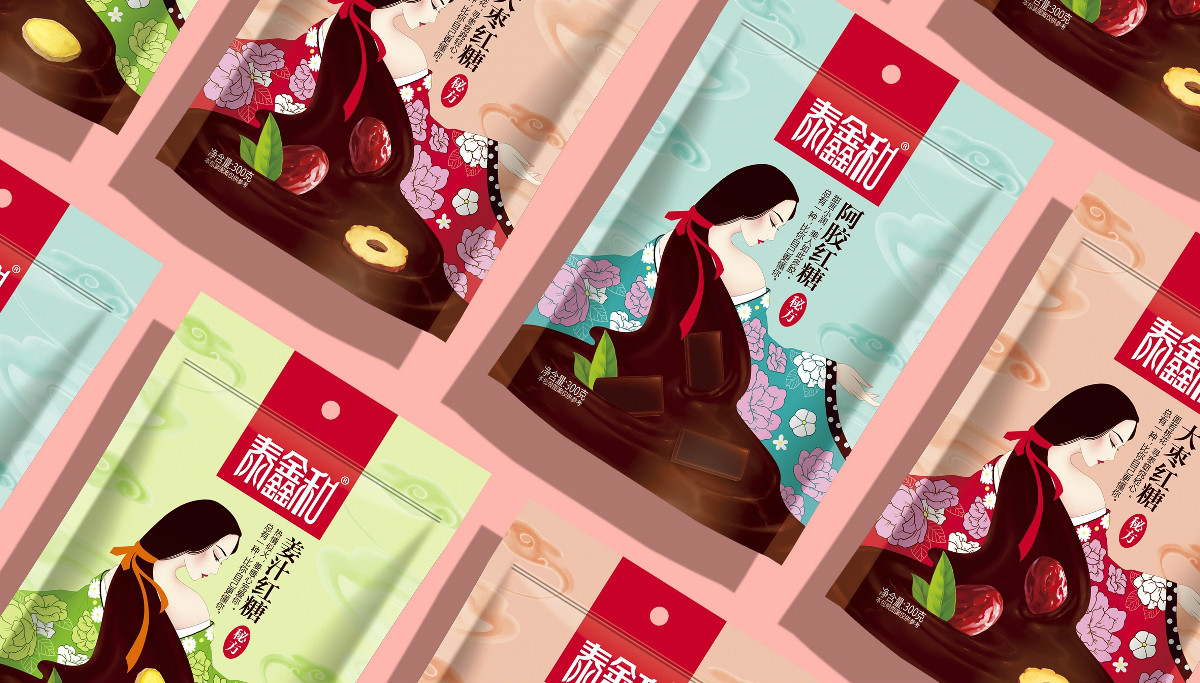 古風(fēng)美人紅糖食品包裝設(shè)計(jì):甜蜜在心中寵愛(ài)