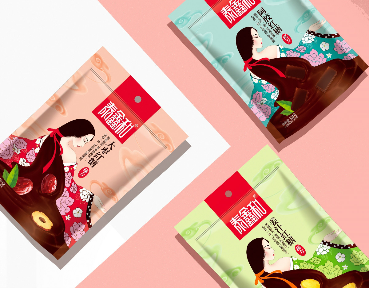 古風(fēng)美人紅糖食品包裝設(shè)計(jì):甜蜜在心中寵愛(ài)