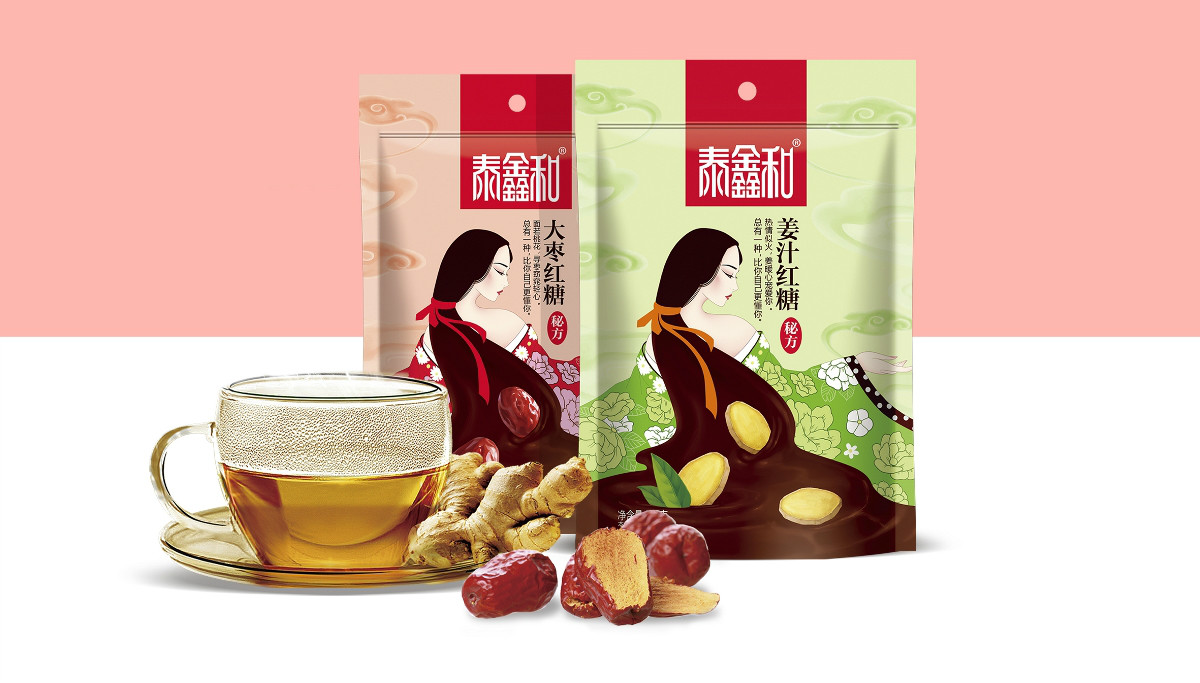 古風(fēng)美人紅糖食品包裝設(shè)計(jì):甜蜜在心中寵愛(ài)