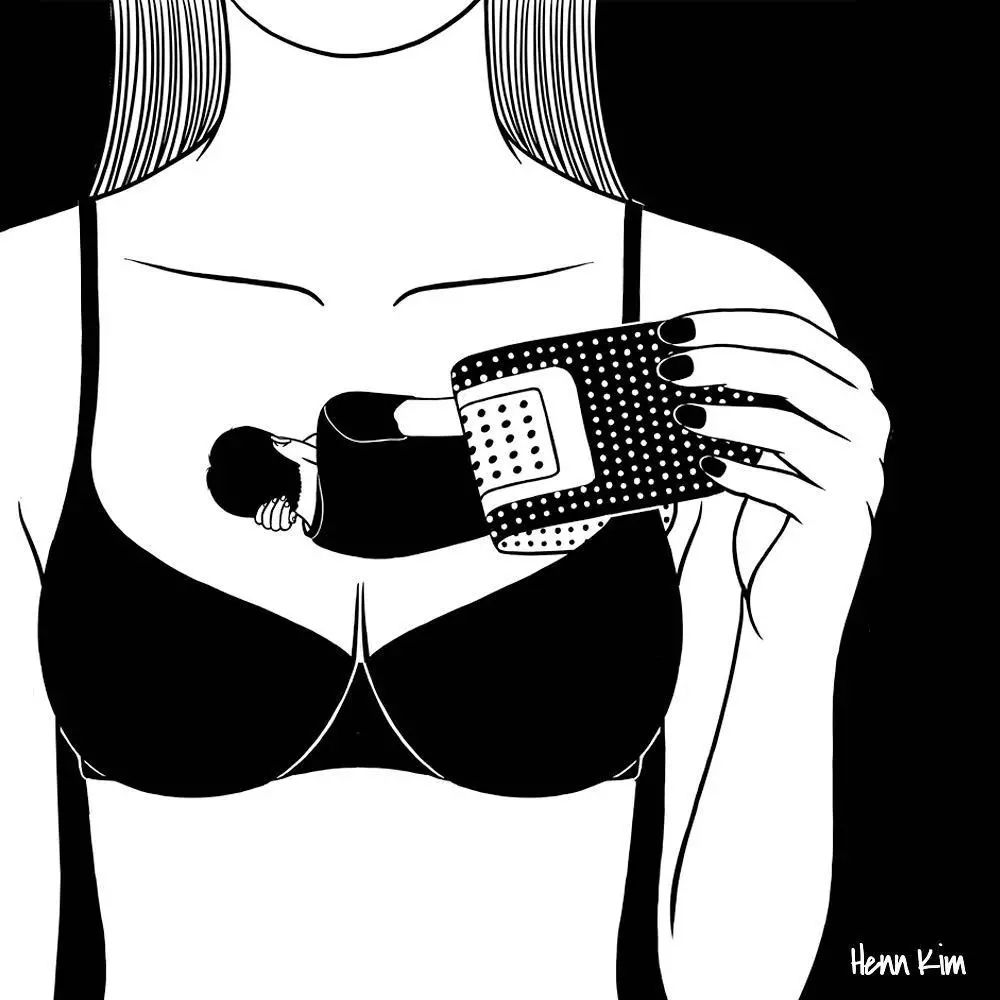 一組扎心黑色治愈系漫畫，看哭了的黑白插畫