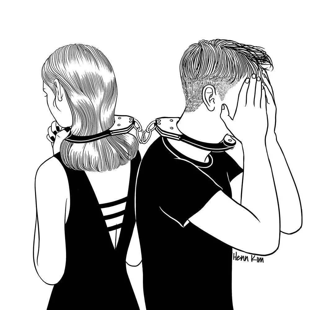 一組扎心黑色治愈系漫畫，看哭了的黑白插畫