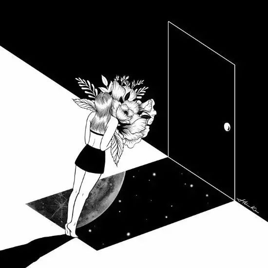 一組扎心黑色治愈系漫畫，看哭了的黑白插畫