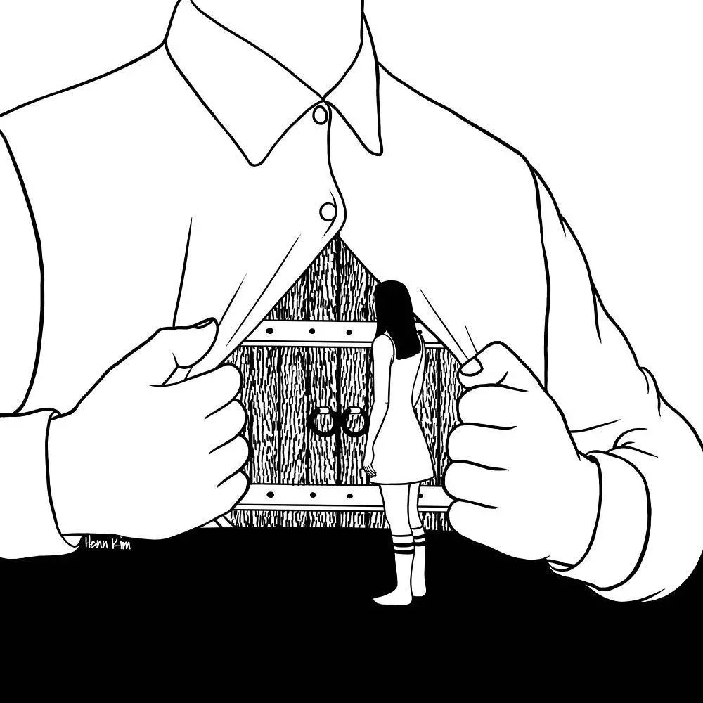 一組扎心黑色治愈系漫畫，看哭了的黑白插畫