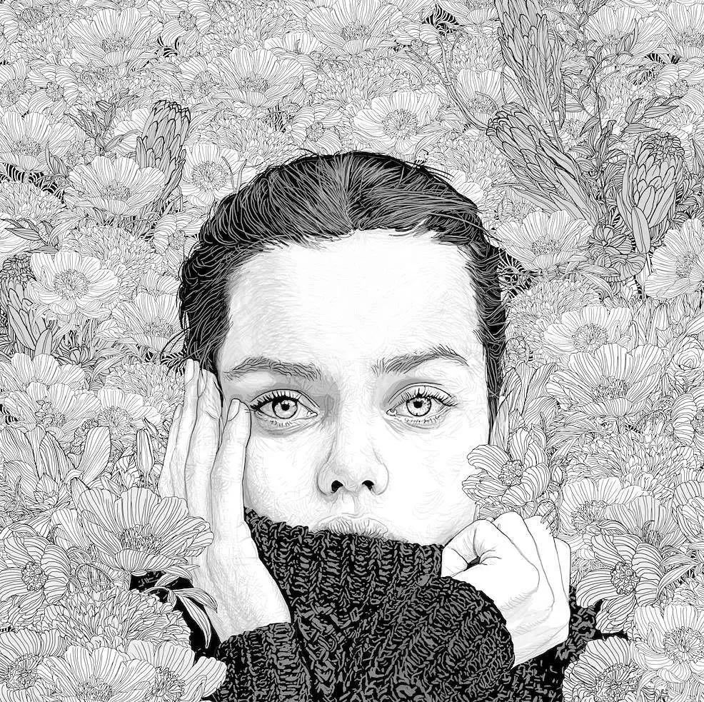 美人與花插畫：用線條淋漓盡致展現(xiàn)女性魅力！