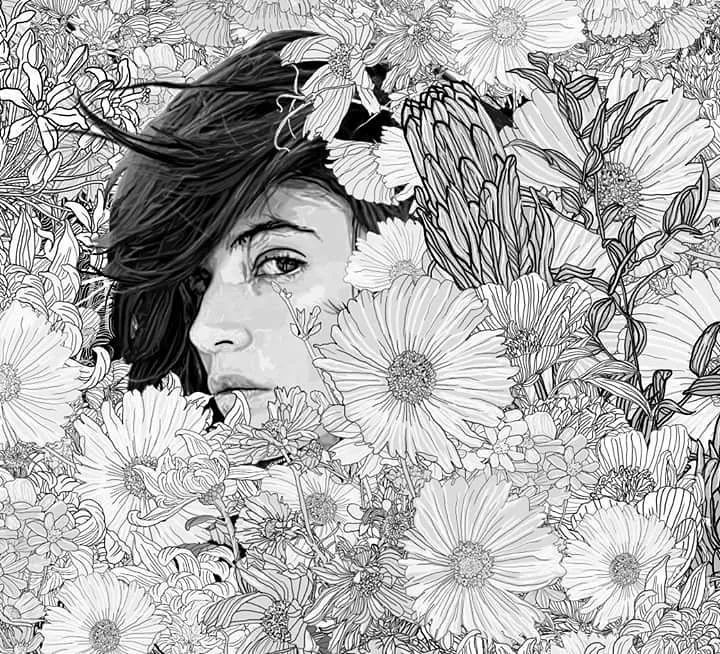 美人與花插畫：用線條淋漓盡致展現(xiàn)女性魅力！