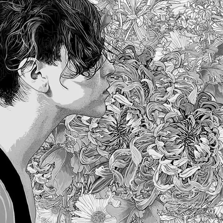 美人與花插畫：用線條淋漓盡致展現(xiàn)女性魅力！