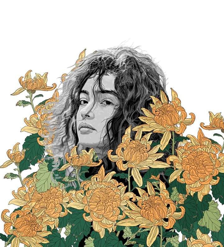 美人與花插畫：用線條淋漓盡致展現(xiàn)女性魅力！