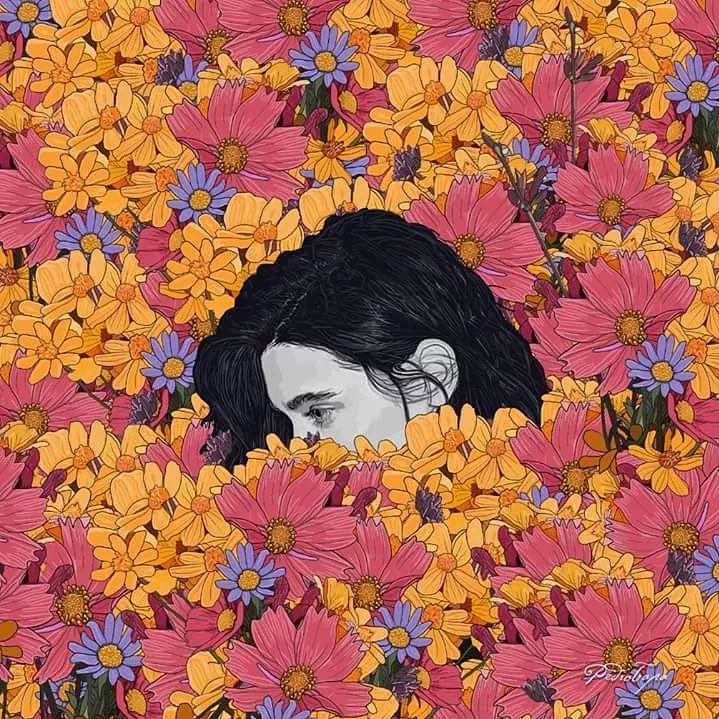 美人與花插畫：用線條淋漓盡致展現(xiàn)女性魅力！