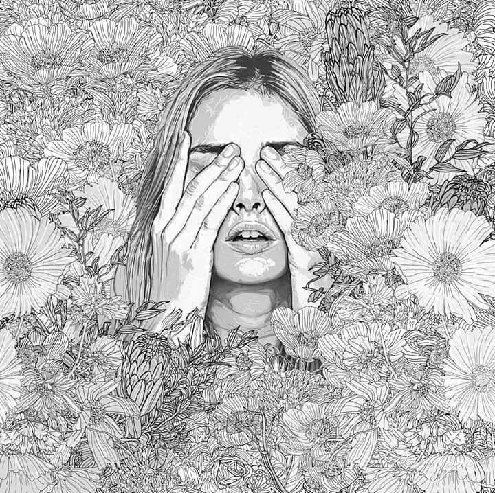 美人與花插畫：用線條淋漓盡致展現(xiàn)女性魅力！