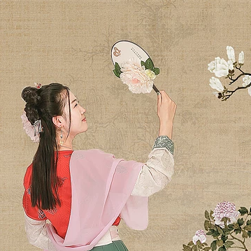 古典牡丹帶傘團(tuán)扇女生頭像，唯美古風(fēng)真人頭像