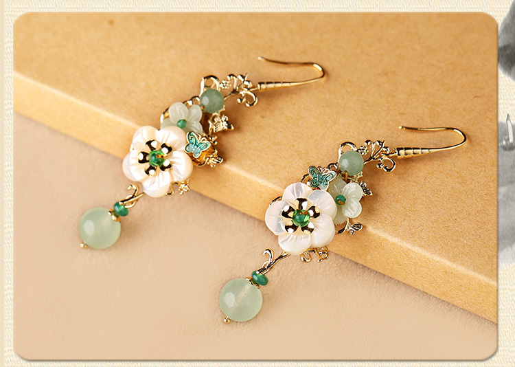 冷淡古風耳墜耳環(huán)，小清新花朵耳環(huán)首飾