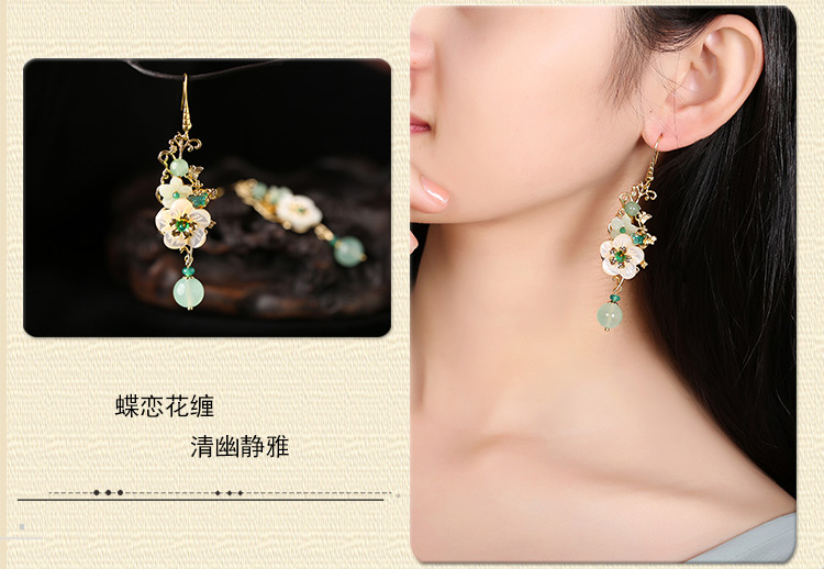冷淡古風耳墜耳環(huán)，小清新花朵耳環(huán)首飾