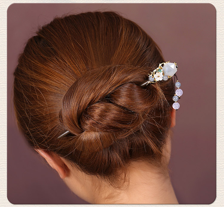 水晶復古風發(fā)簪，古代步搖發(fā)簪頭飾