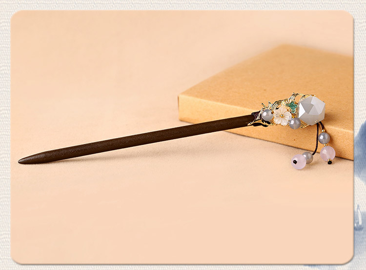 水晶復古風發(fā)簪，古代步搖發(fā)簪頭飾