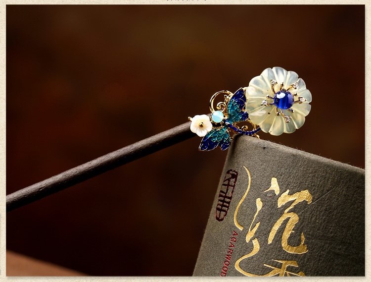 古風(fēng)花朵發(fā)簪發(fā)飾，未聞花名中式簪子頭飾