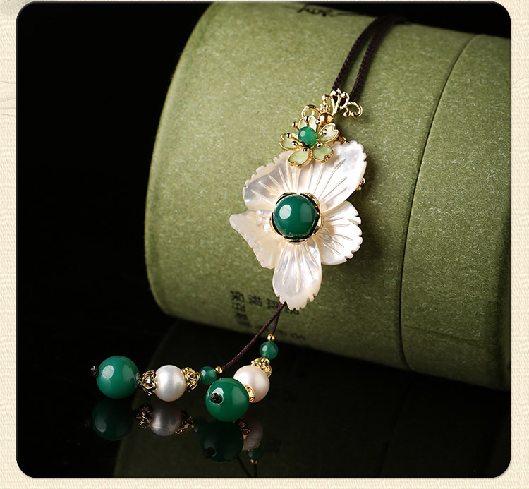 珍珠流蘇花朵鎖骨鏈，小清新項鏈首飾