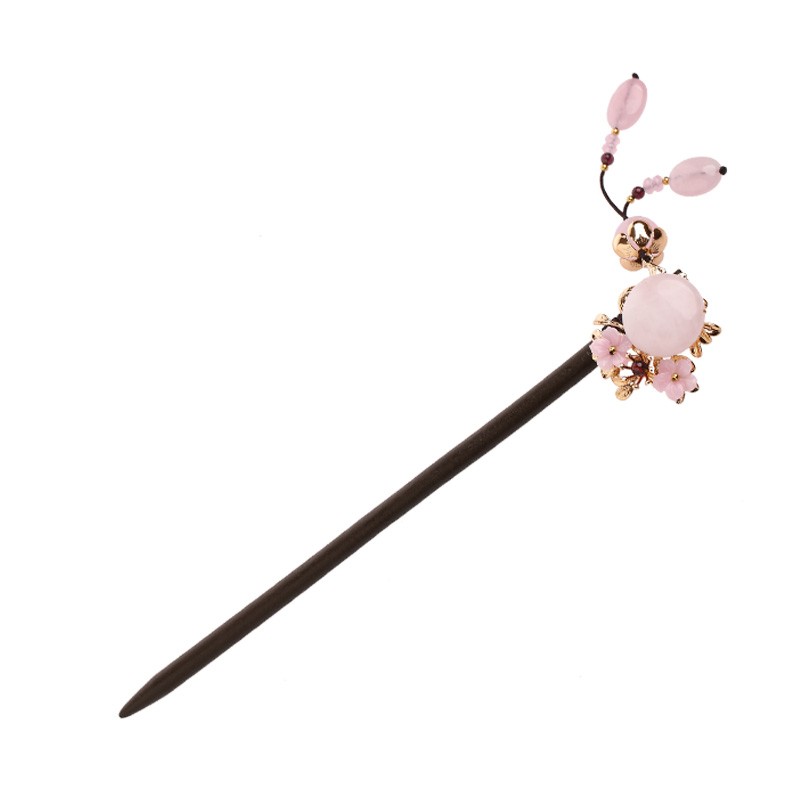 櫻戀粉雪發(fā)簪，氣質(zhì)小清新粉水晶簪子頭飾