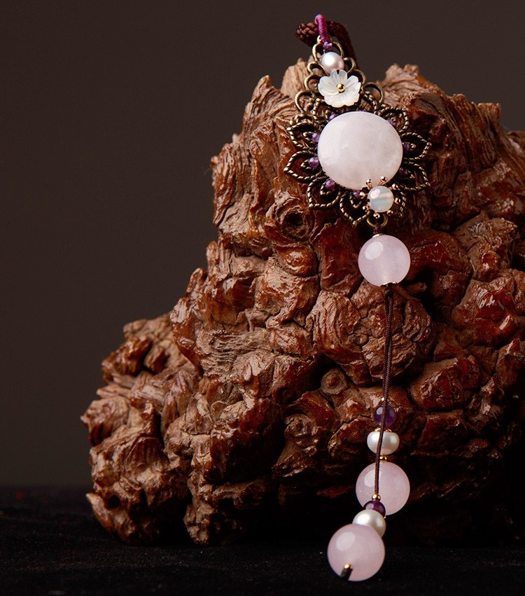 粉妝玉砌項鏈，水晶吊墜復(fù)古風(fēng)毛衣鏈首飾