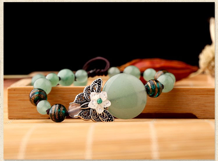 綠色森系手鏈，簡約個性蝴蝶手串飾品