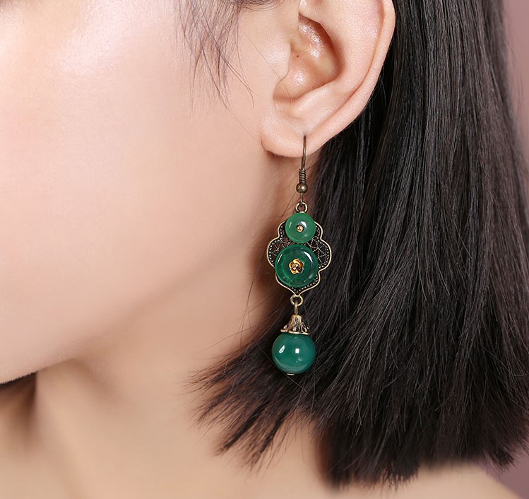 停僮蔥綠耳環(huán)：森系綠耳環(huán)氣質首飾