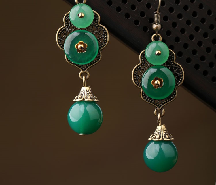 停僮蔥綠耳環(huán)：森系綠耳環(huán)氣質首飾