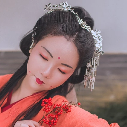 紅豆相思紅衣女生頭像，唯美古風(fēng)真人頭像