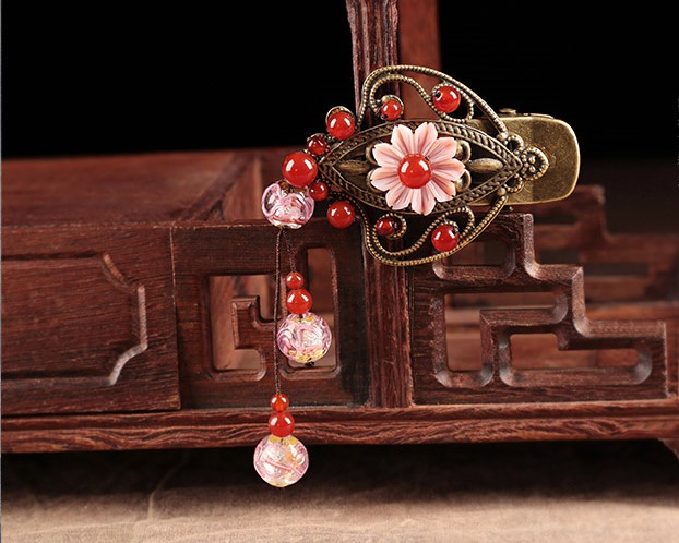 紅粉佳人發(fā)夾，典雅家佳樂文學發(fā)飾頭飾