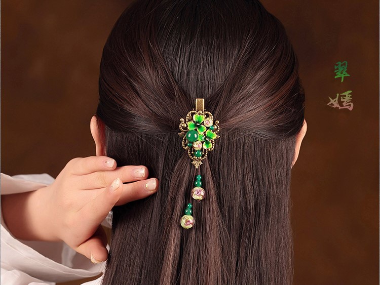清新翠嫣發(fā)夾，古風(fēng)簡(jiǎn)約發(fā)飾頭飾