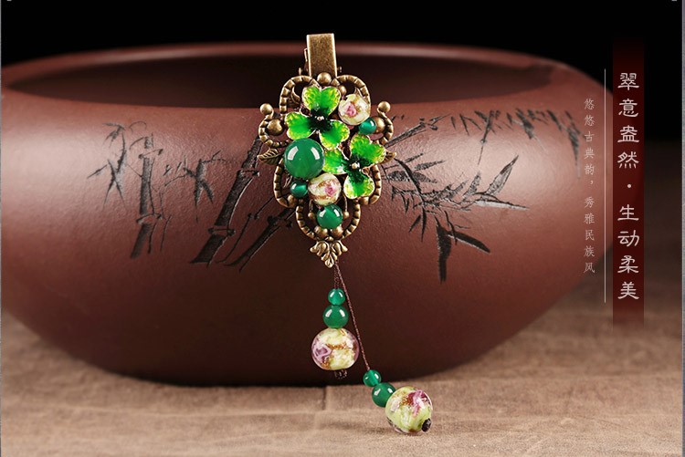 清新翠嫣發(fā)夾，古風(fēng)簡(jiǎn)約發(fā)飾頭飾